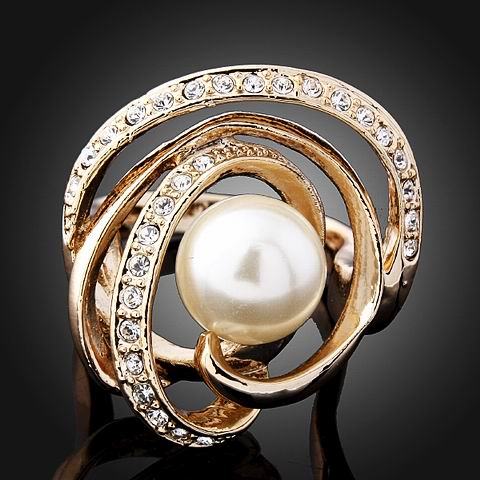 GALAXY SWAROVSKI PEARL(10mm) CRYSTAL RING-sz10